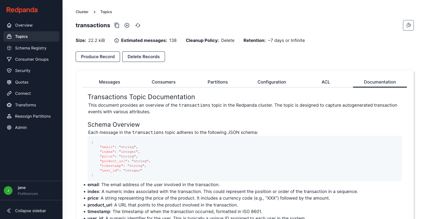 topic documentation